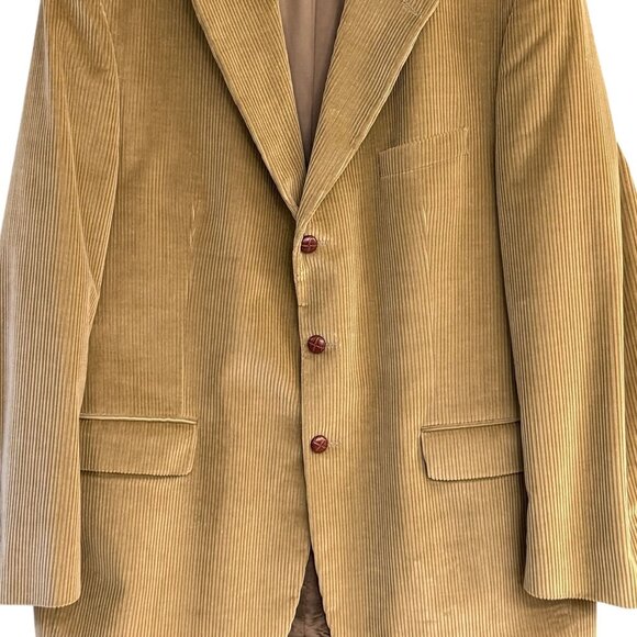 Vintage Ralph Lauren Chaps Mens Sport Coat 48 Tall Corduroy Golden Wheat Tan - Picture 3 of 16